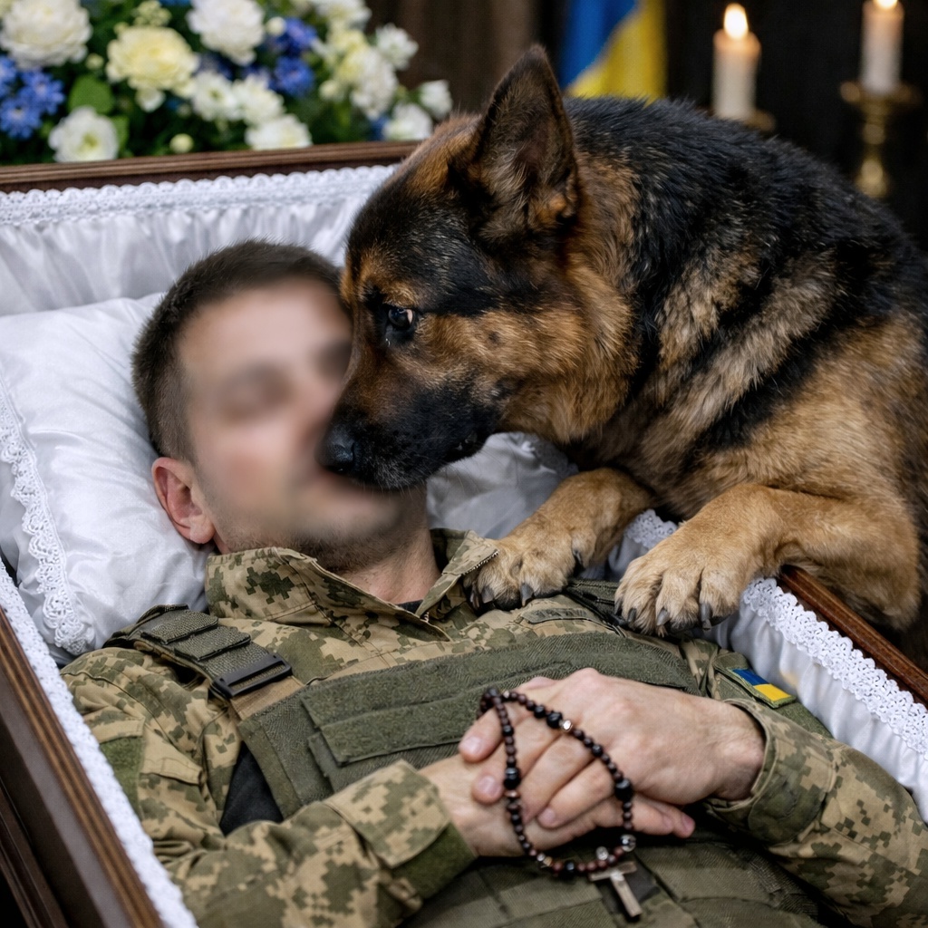 Немска овчарка отказа да се отдели от ковчега – а после внезапно започна да лае, а видяното след миг накара тълпата да крещи от ужас… 😲😲😲 3 625792167 932376599362311 618841